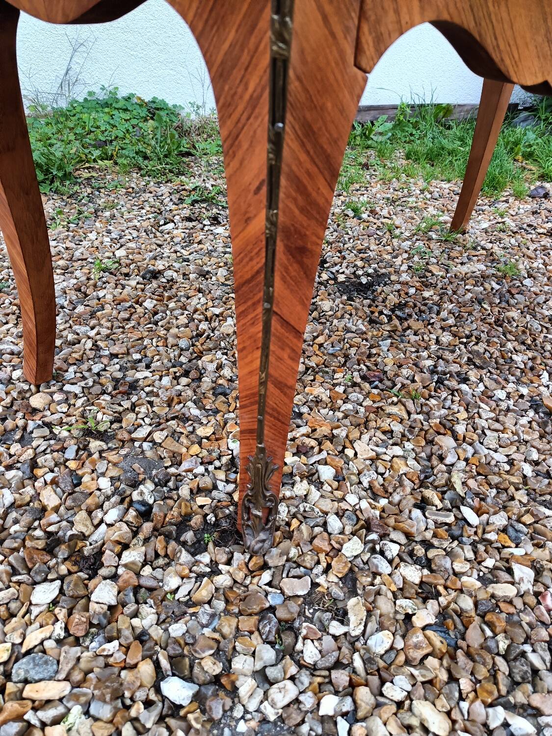 Old marquetry chest of drawers, Louis XV style marble top