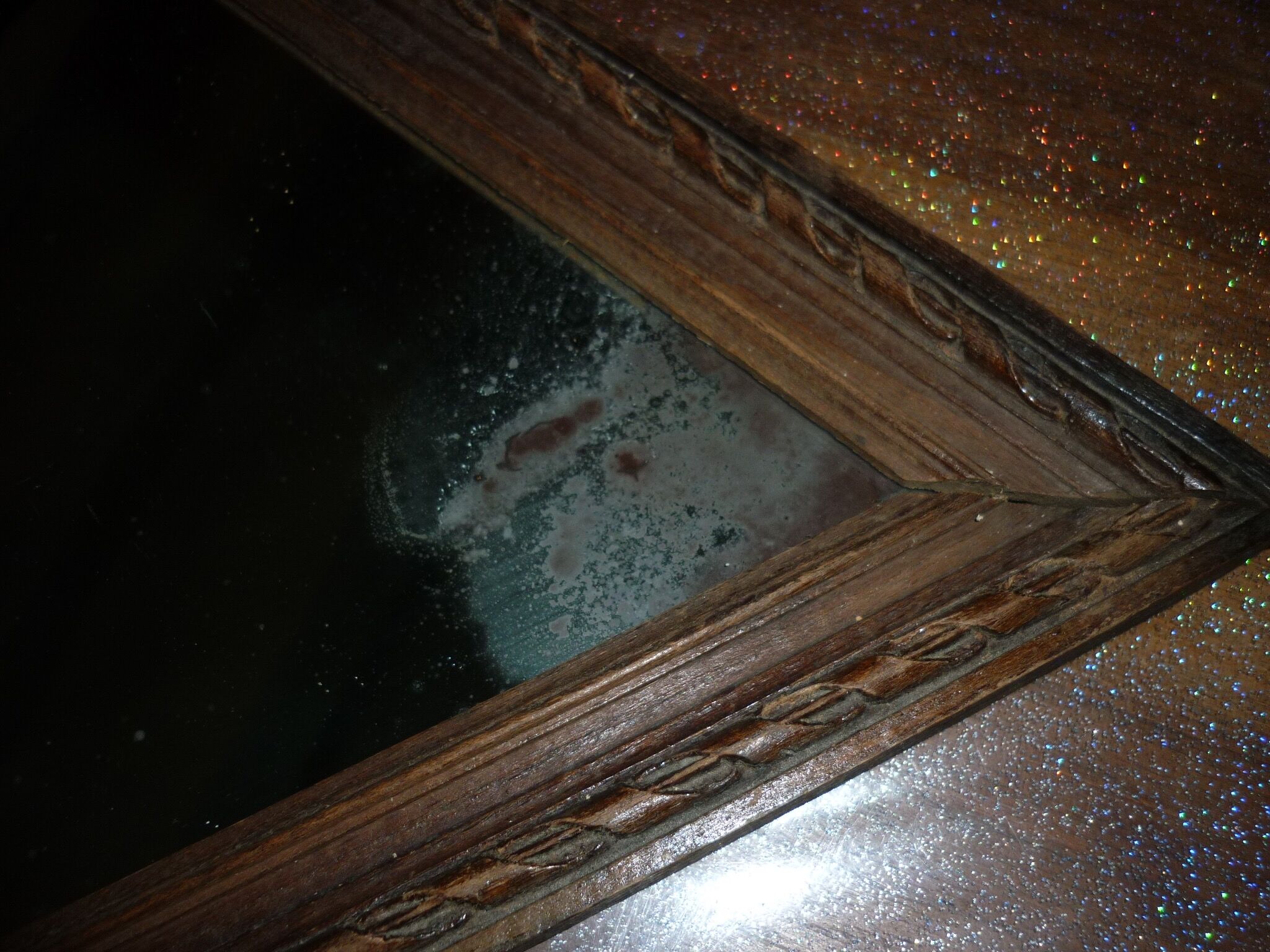 Wooden wall diamond mirror, 30s-40s 50x34cm