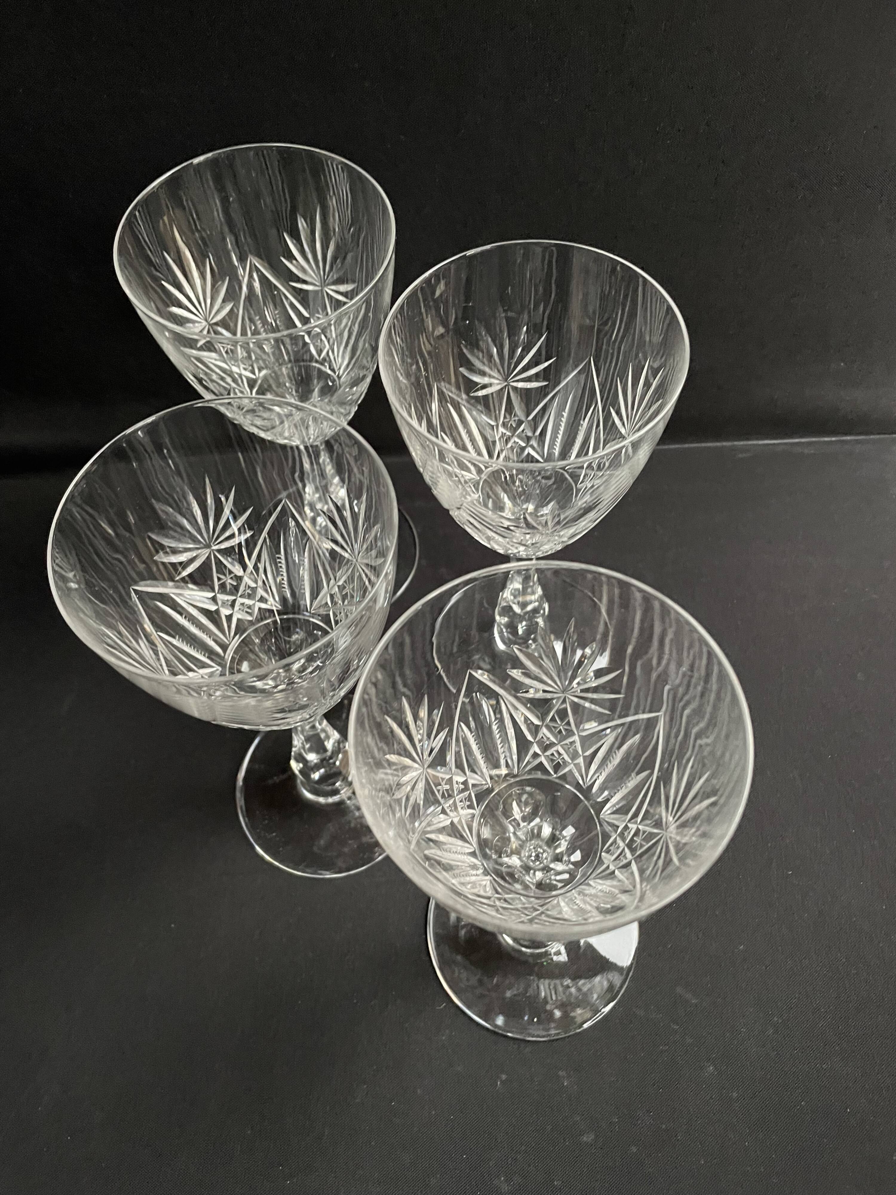 4 Large cut crystal glasses