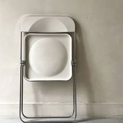 White folding chair & chrome Plia by G. Piretti for Castelli, 1970