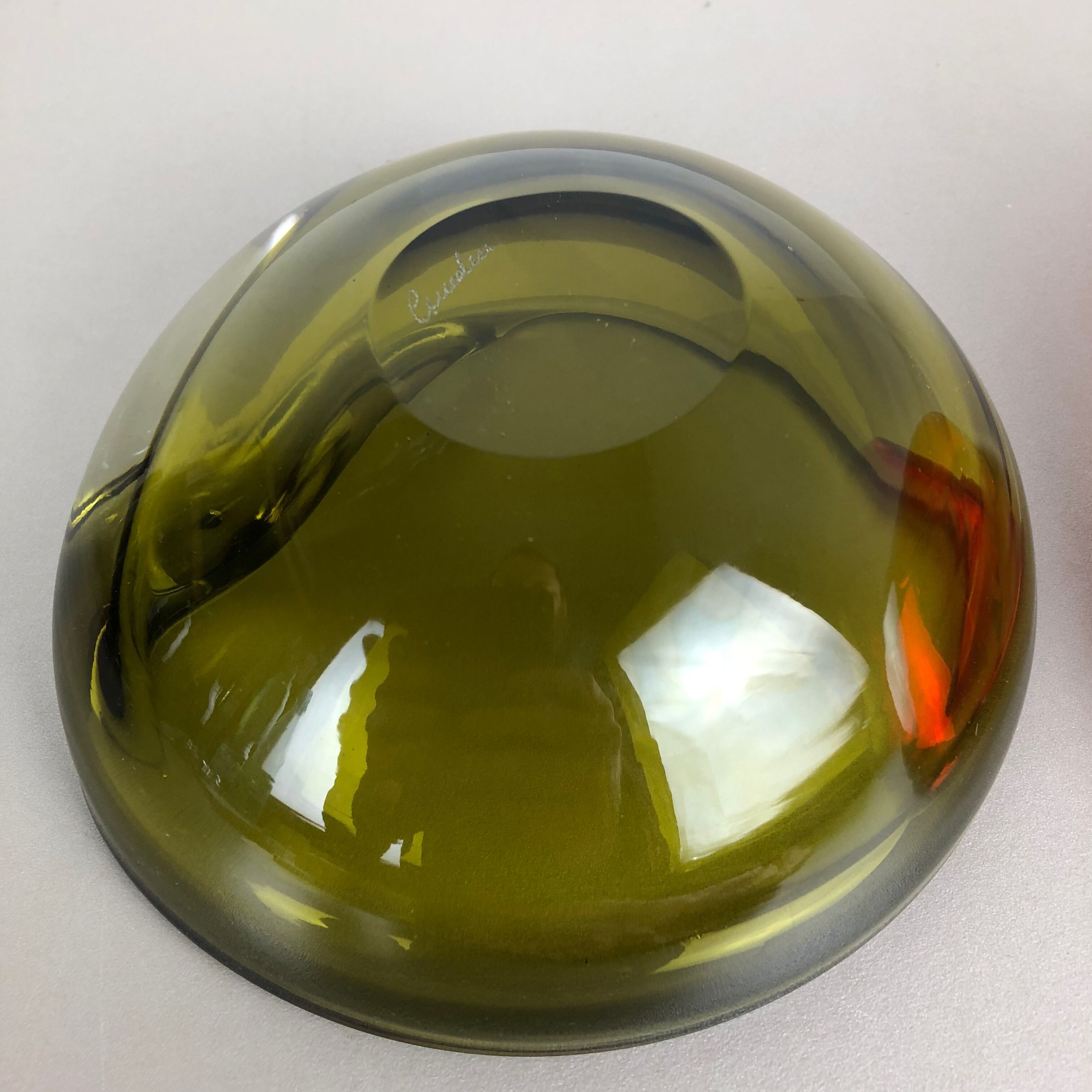 Murano Sommerso glass shell bowls Cenedese Vetri, 1960s