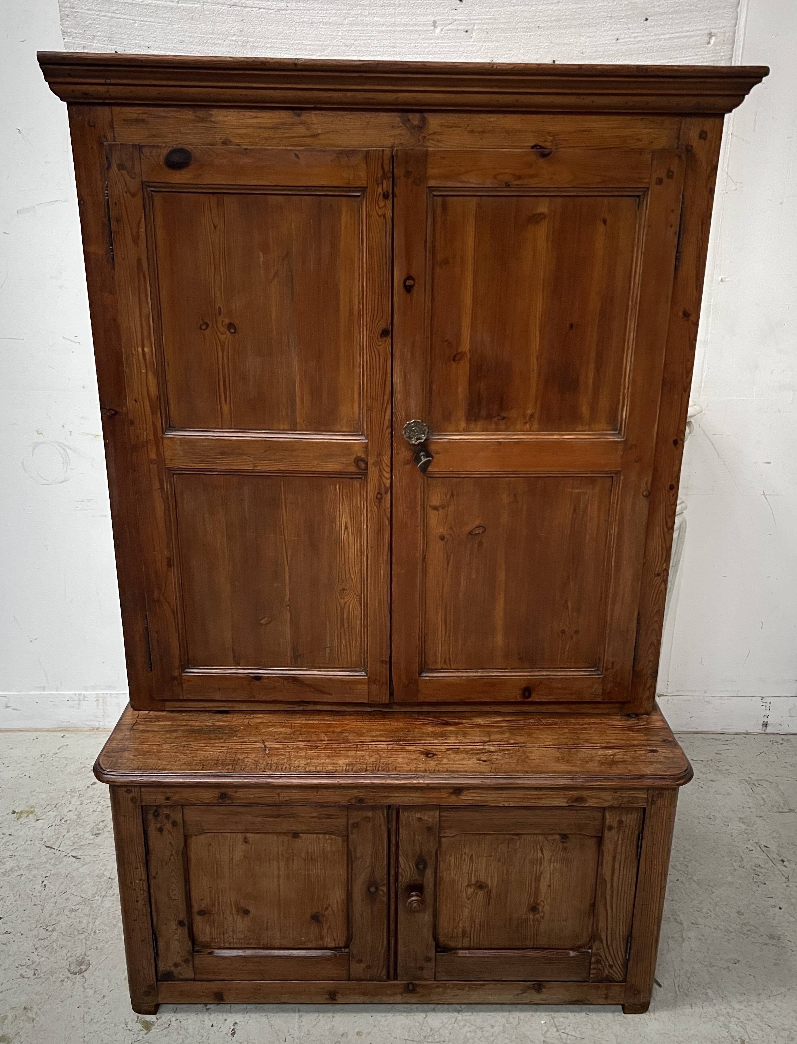 Two-part office furniture made of solid pine from the 20th century.
