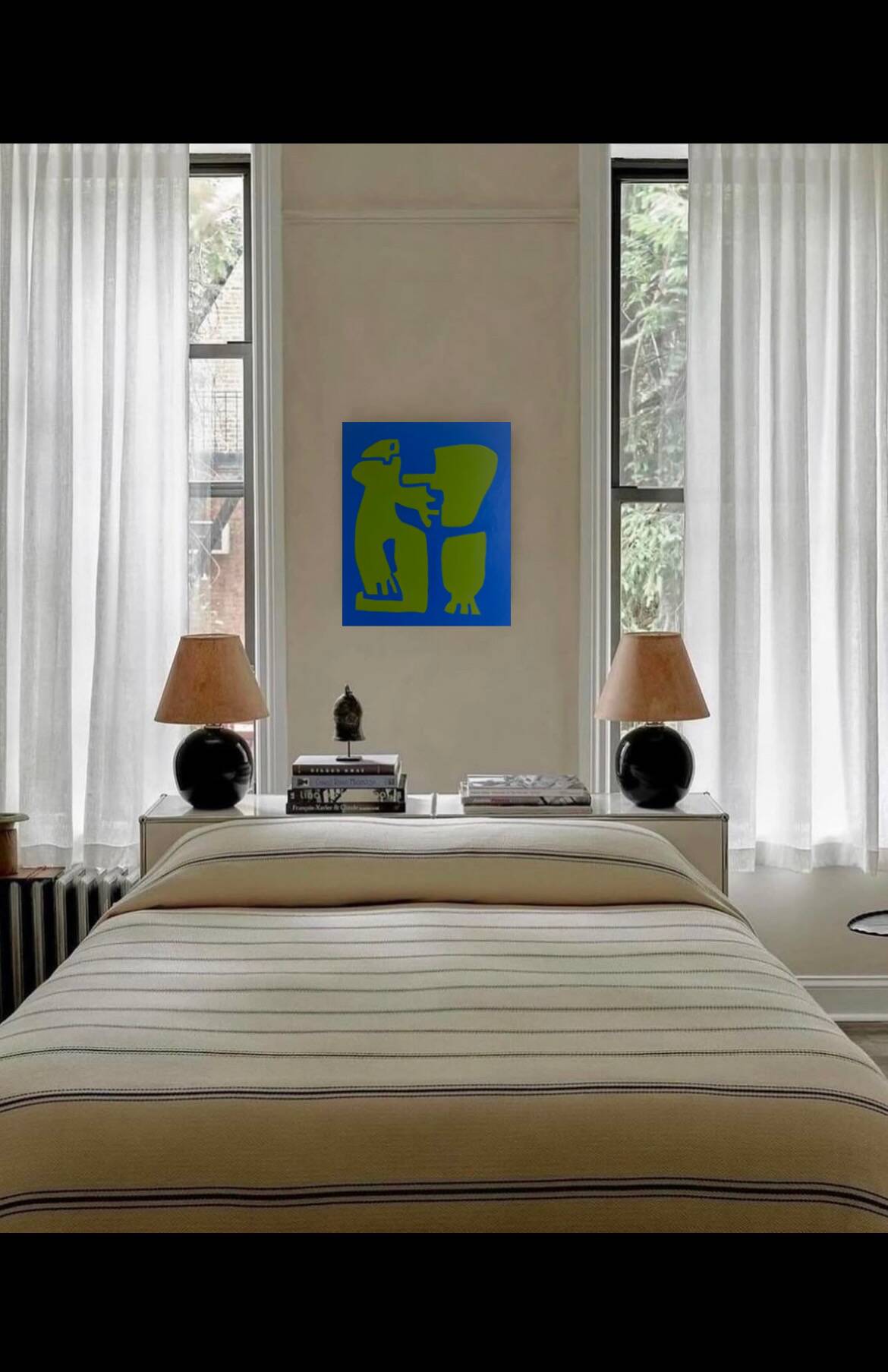 Original cubist canvas painting "happy blue men" by Bodasca