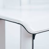 White Italian leather highback dining chairs by Ycami Italy, set of 4, 1980s