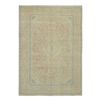 Tapis vintage persan noué à la main années 1970 287 cm x 397 cm de laine beige