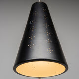 Hanging wall lamp with black perforated cap, 1960's