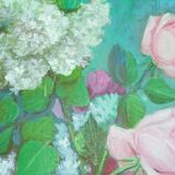 Old painting representing a bouquet of flowers