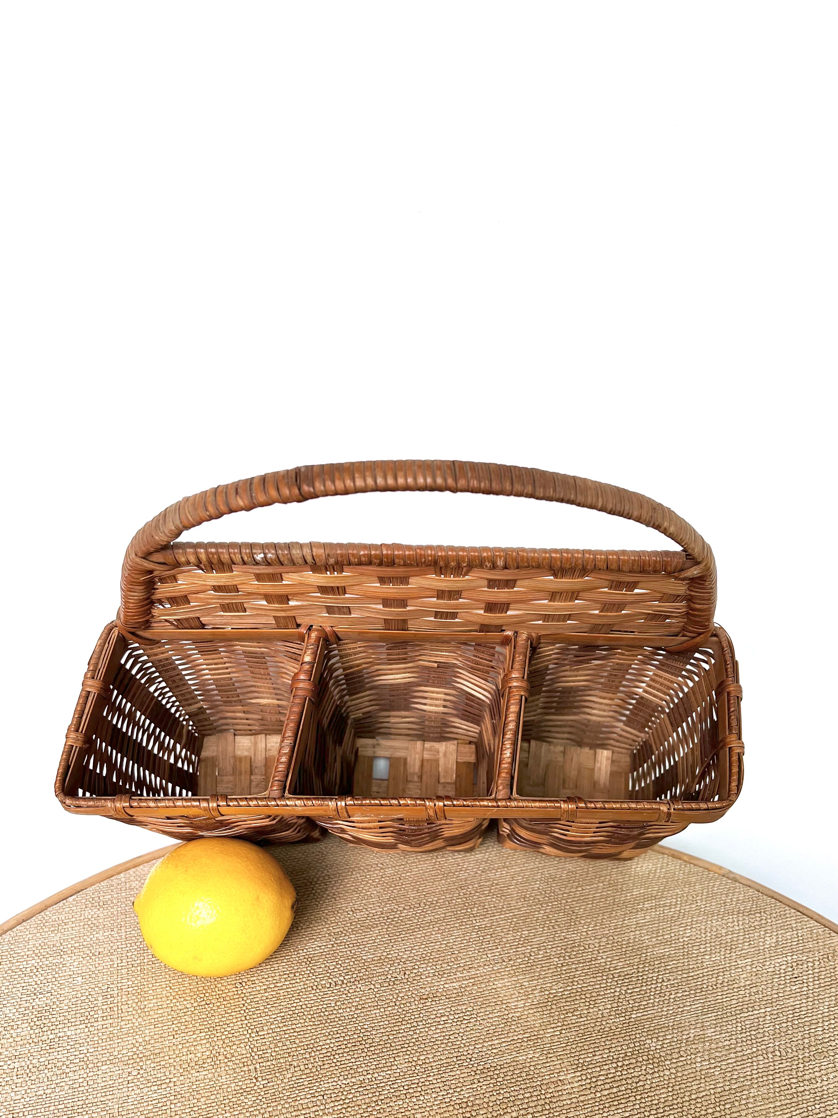 Vintage rattan hanging basket