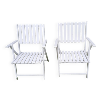 Set de  2 chaises de jardin pliantes en bois