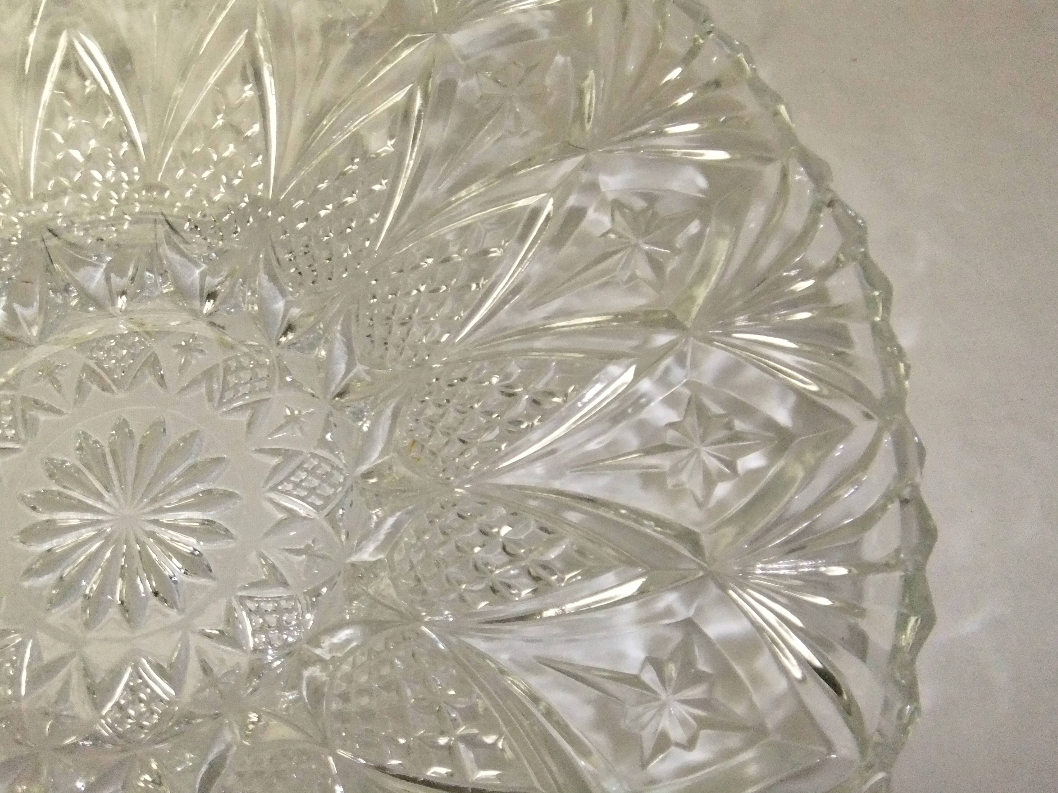 Cut crystal fruit bowl basket centerpiece vintage dish 33cm