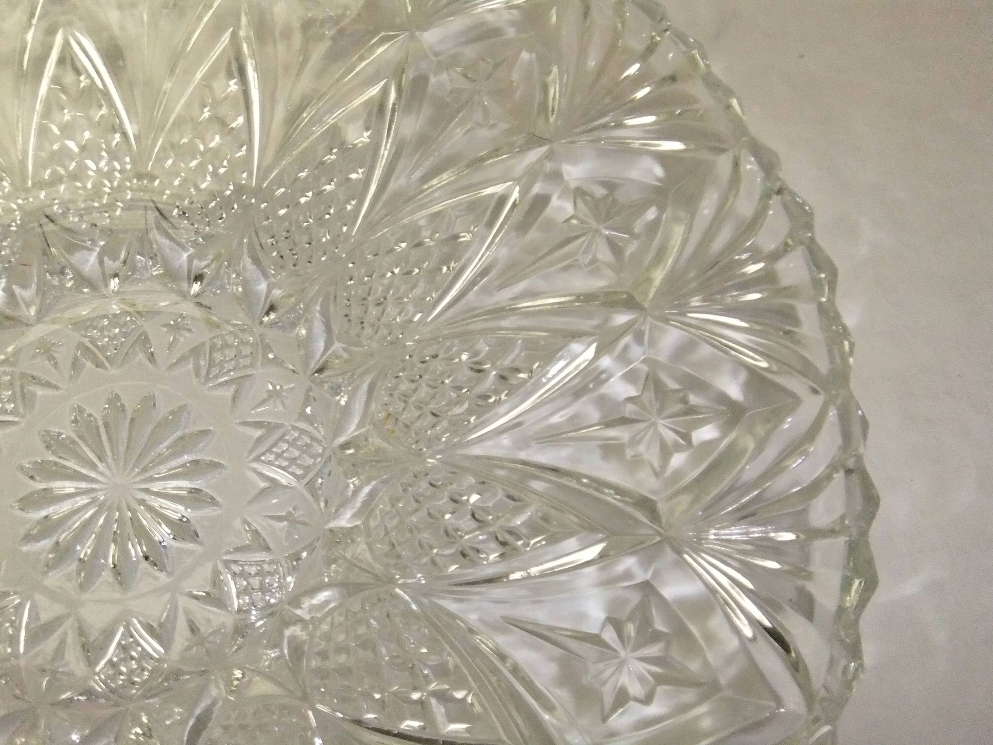 Coupe à fruits cristal taillé corbeille centre de table plat vintage 33cm