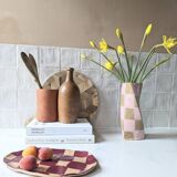 Pink Check Twist Vase