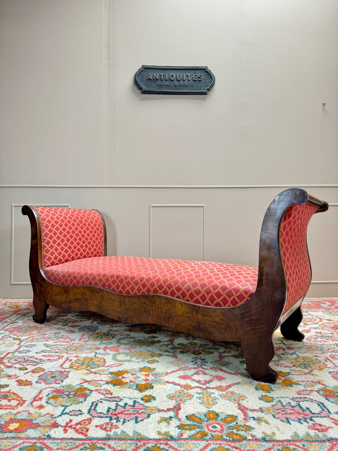 Bench, Mahogany Daybed, Restoration Period, 19th Century
