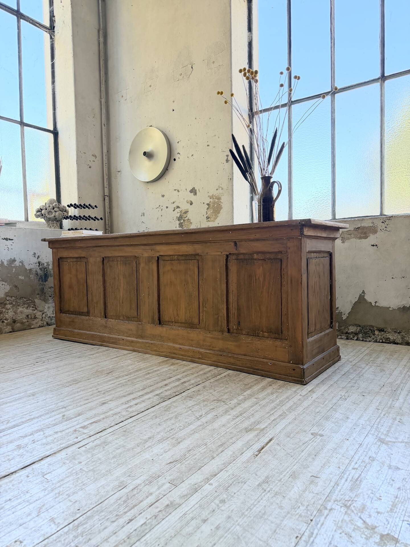 Comptoir de commerce 1950 bois pin 211cm