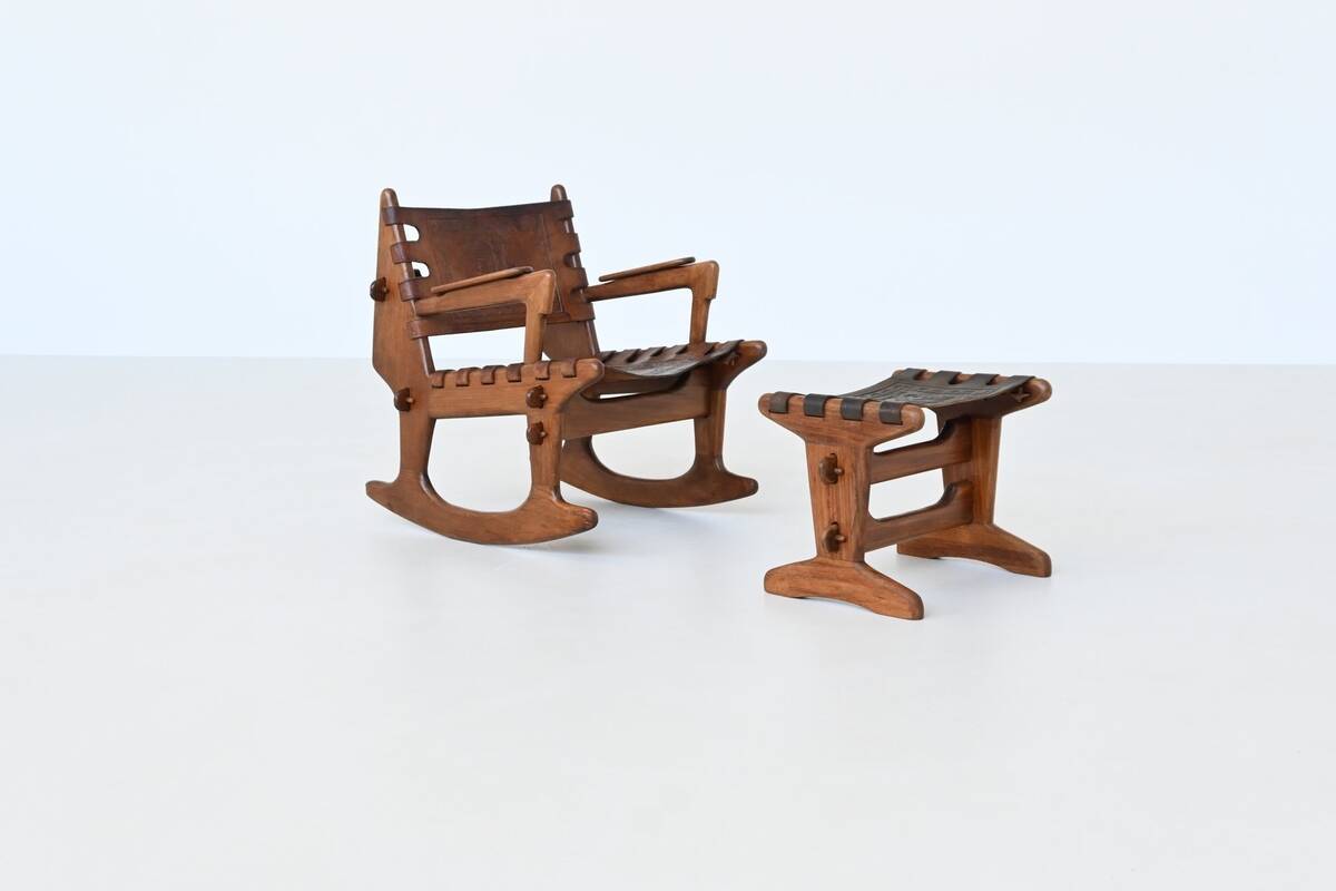 Angel Pazmino rocking chair and hocker Muebles de Estilo Ecuador 1960