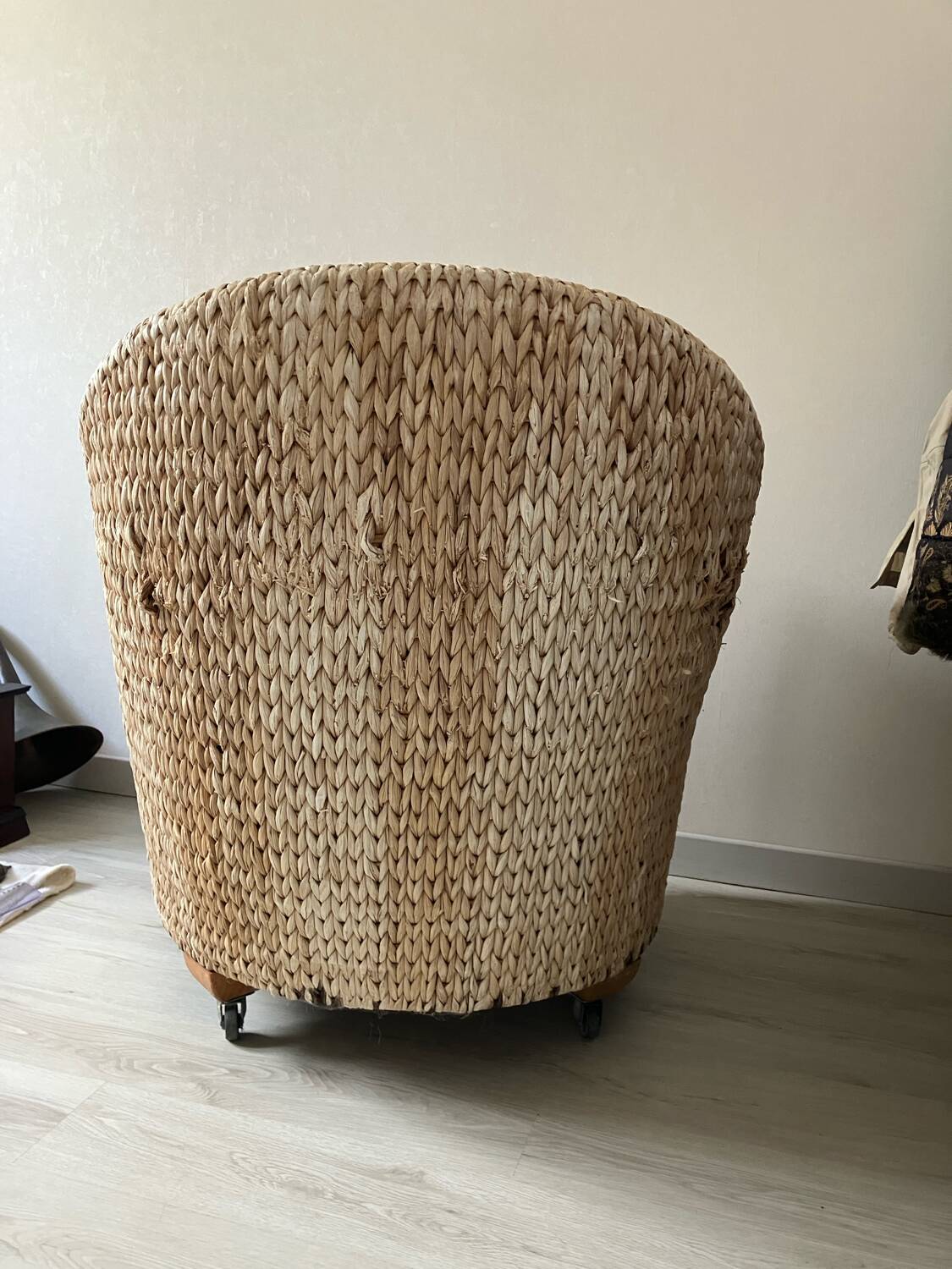 Chair made of woven banana leaves