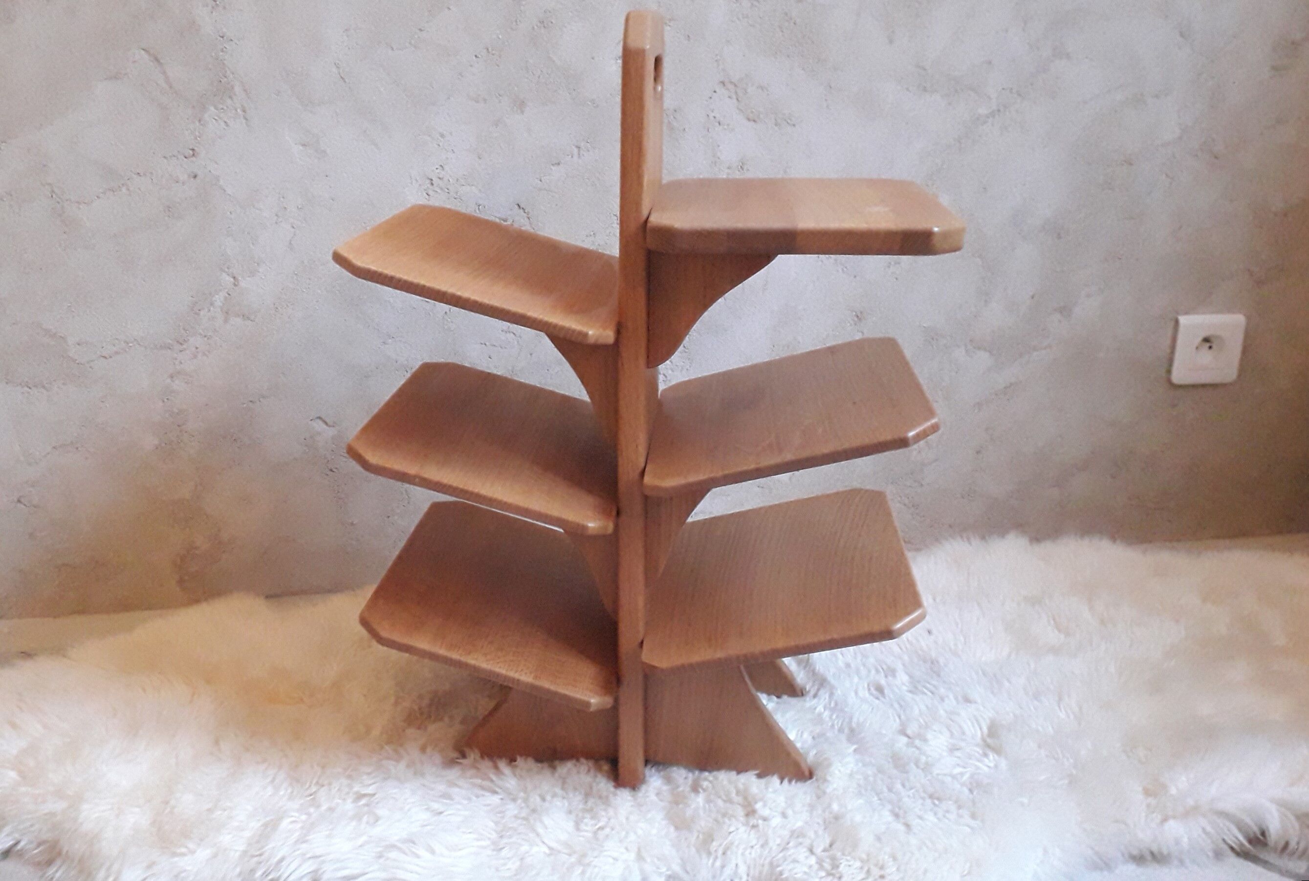 Solid oak bookcase magazine holders 80s