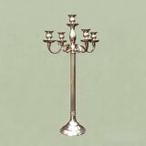 Antique large five-armed chrome-plated steel candlestick - 76cm