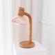 Solbackens Svarveri Pine Wood Table Lamp with Pink Ice Glass Shade – Mid Century 1960s