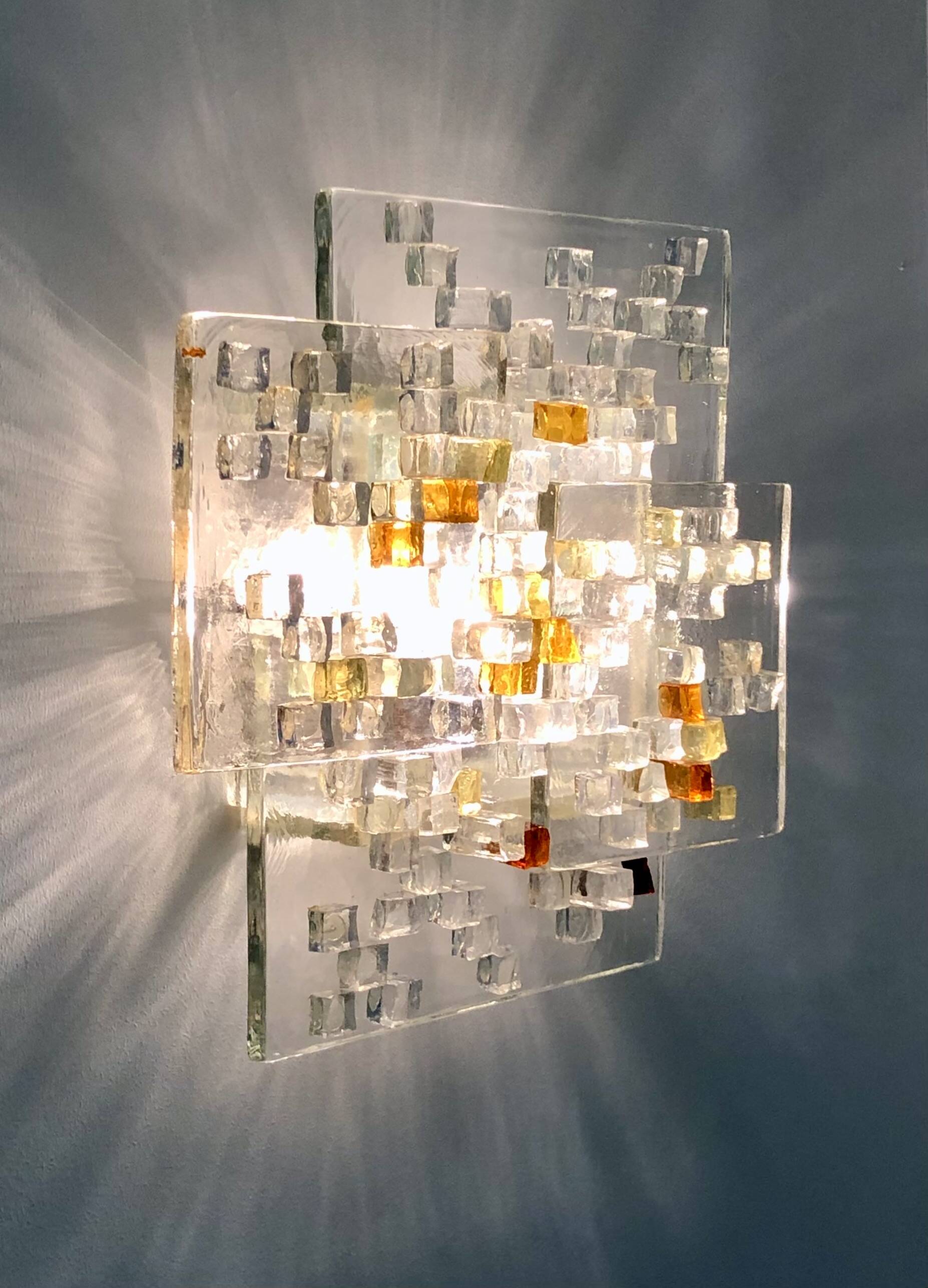 Murano glass wall lamp by Albano Poli for Poliarte, Italy 1970s