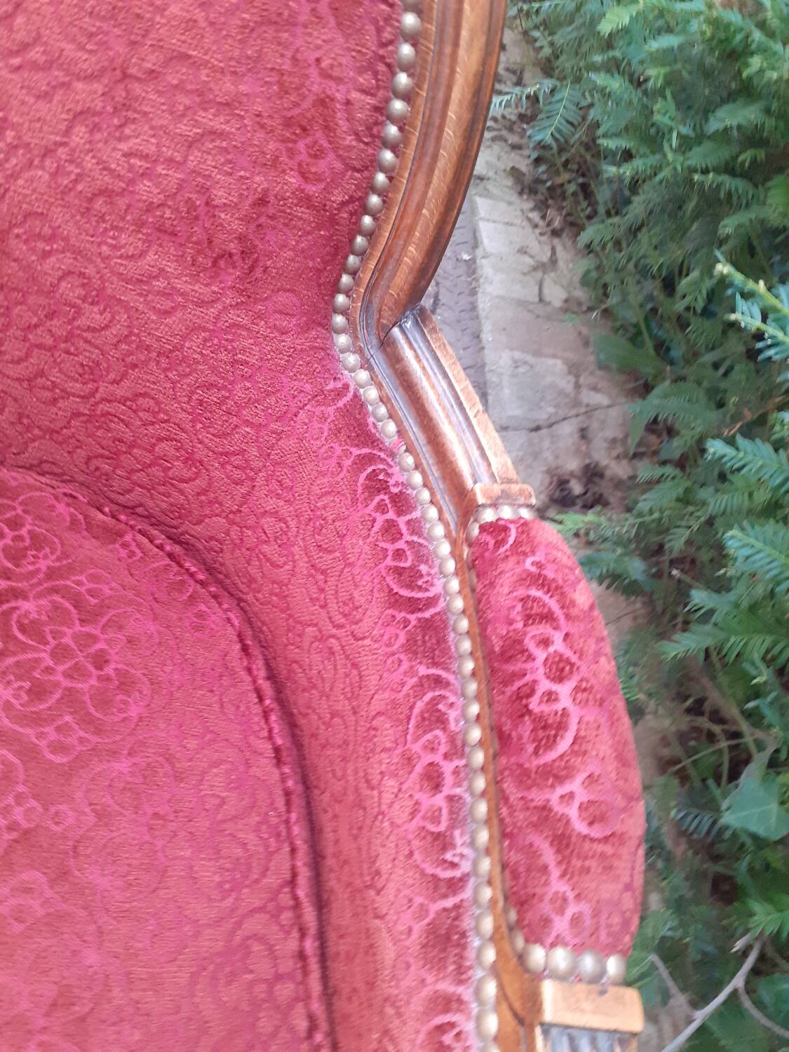 Lot 2 fauteuil voltaire médaillon bergère rouge bois sculpture