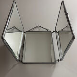 Bevelled triptych barber mirror from the 1950s.