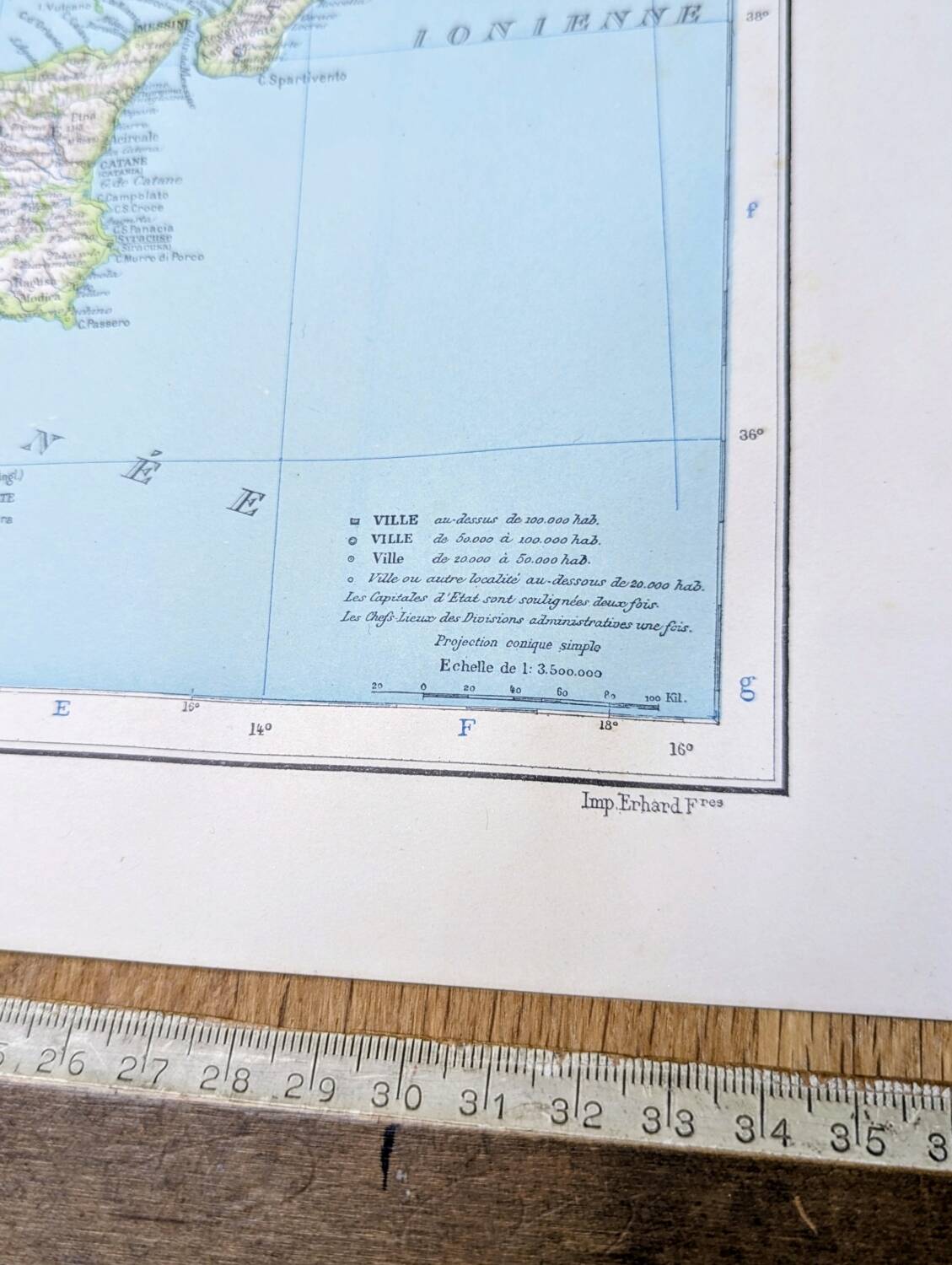 Italy, original map printed in 1907.