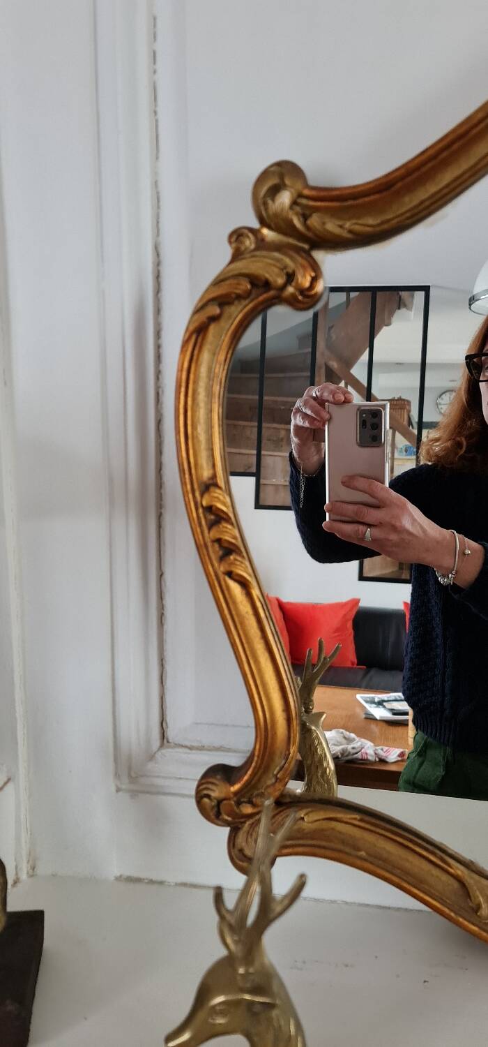 Antique mirror, 20th century, Louis XV style, gilded.