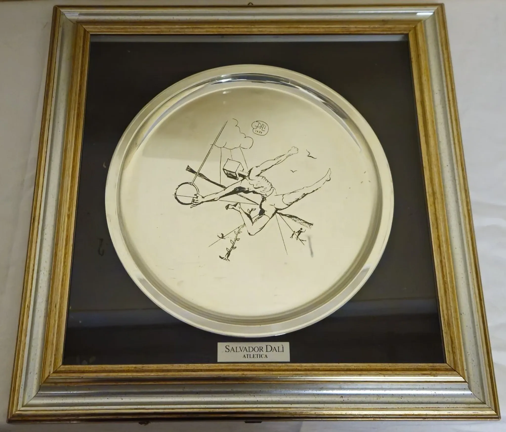 Framed screen-printed plate with certificate