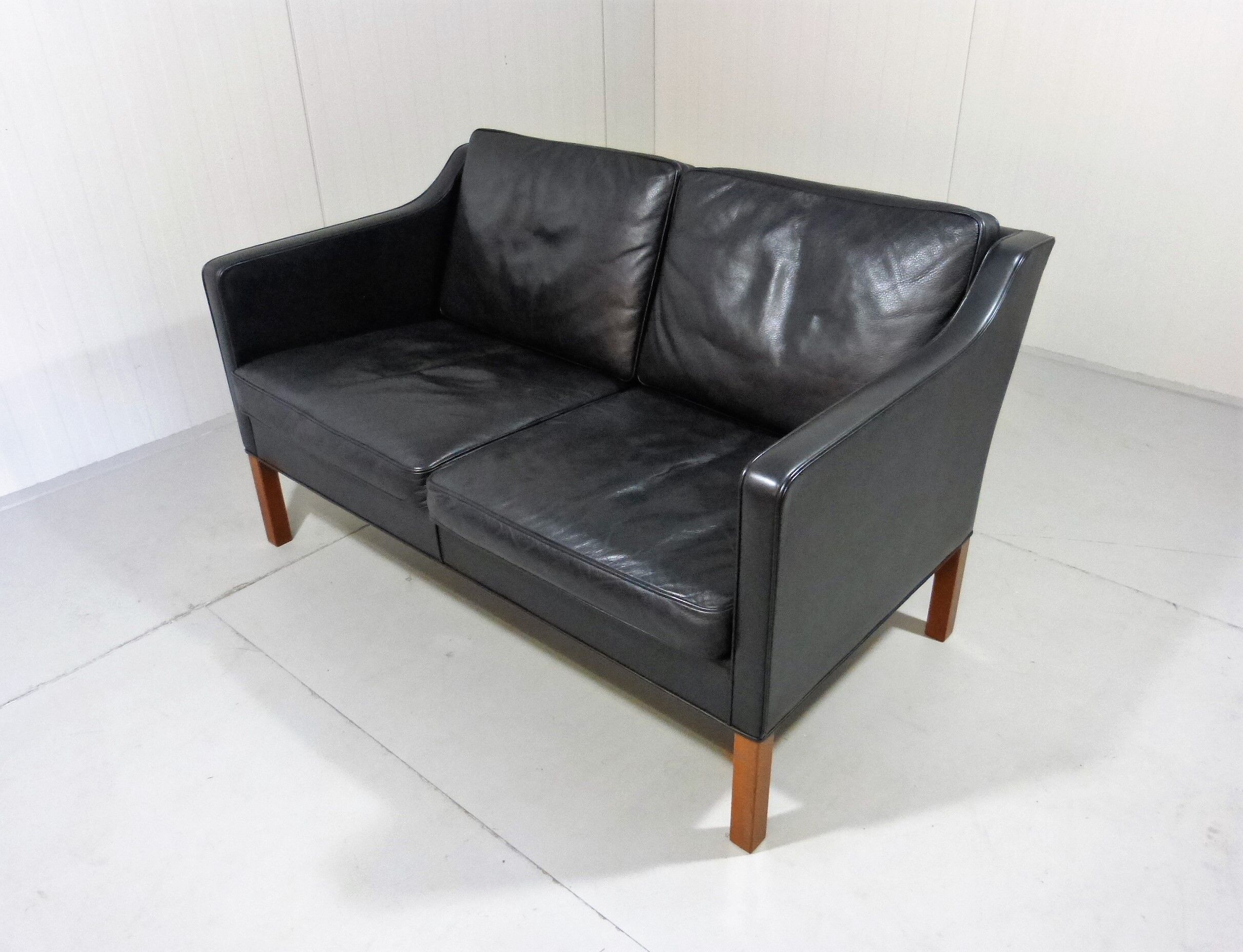 Black leather sofa by Børge Mogensen for Fredericia, Denmark