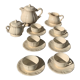 Digoin sarreguemines earthenware tea set consisting of 15 pieces antique cream