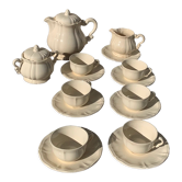 Digoin sarreguemines earthenware tea set consisting of 15 pieces antique cream