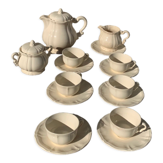 Digoin sarreguemines earthenware tea set consisting of 15 pieces antique cream