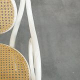Vintage white bistro chair with armrests in Thonet style