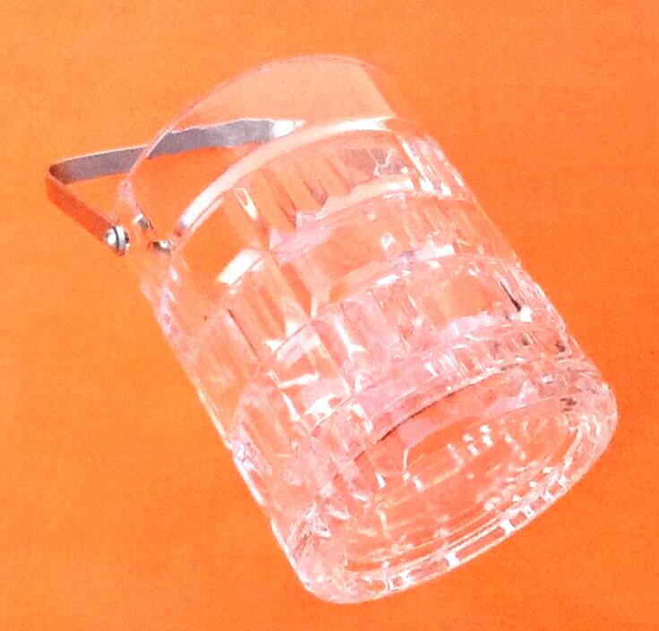 1970s Ice bucket Molded and chiseled glass Geometric decor