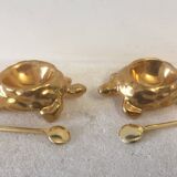 Salt and pepper - limoges porcelain "turtles" gilded - art deco