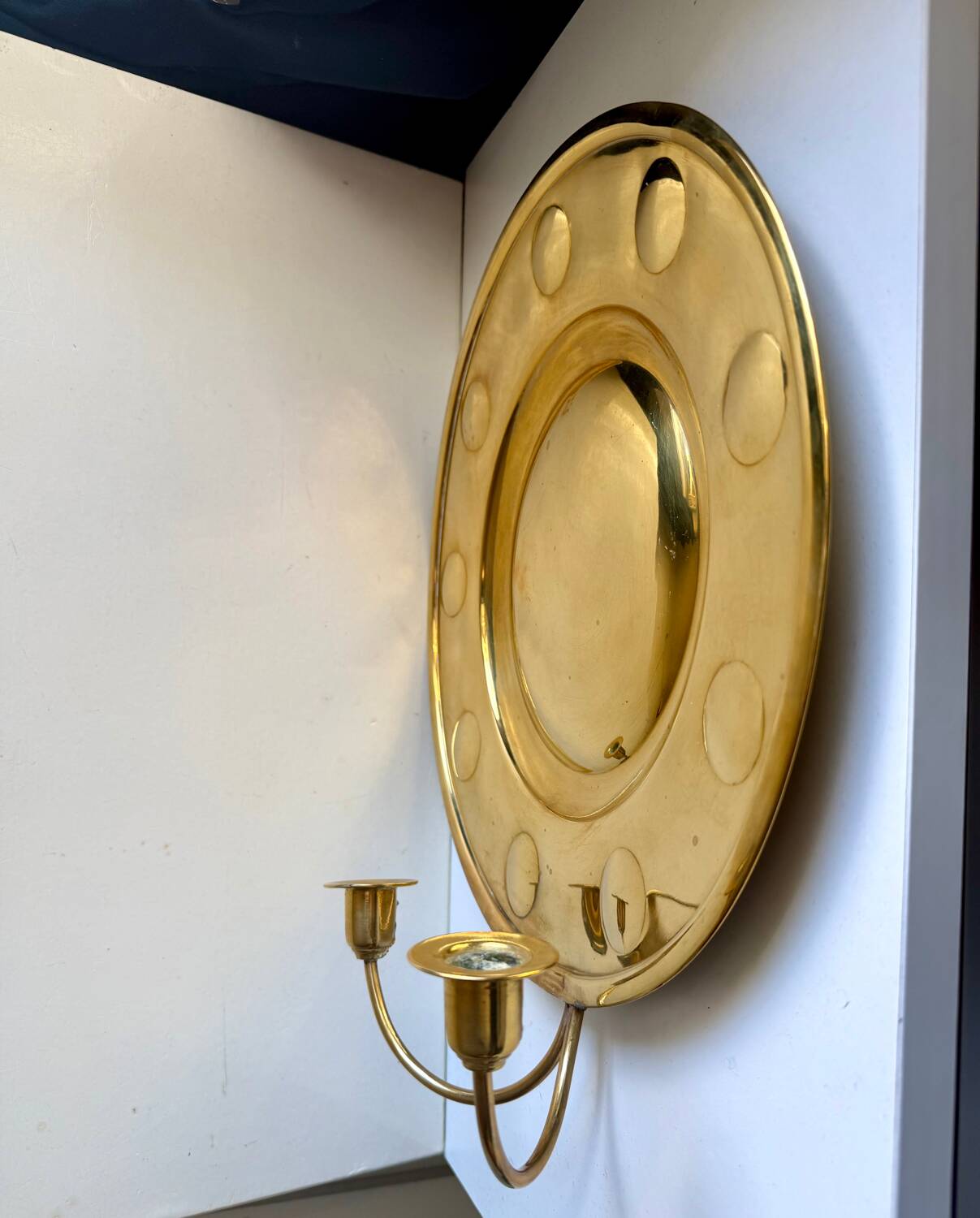 Vintage Wall Double Candle Holder Sconce in Brass