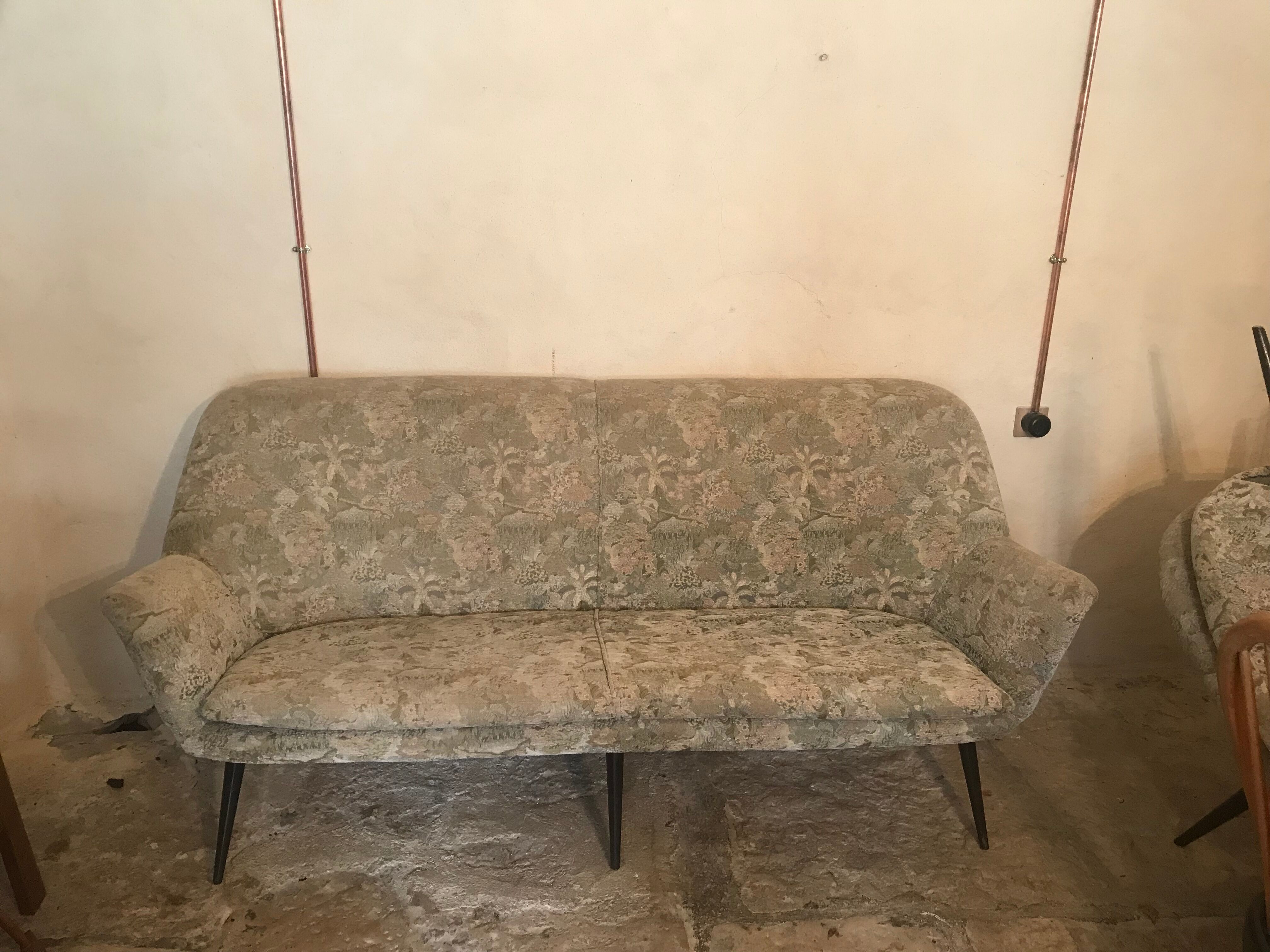 Vintage bench 1940-60's shape basket compass feet