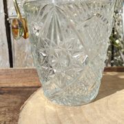 Seau à glace ou glaçons vintage en verre ciselé