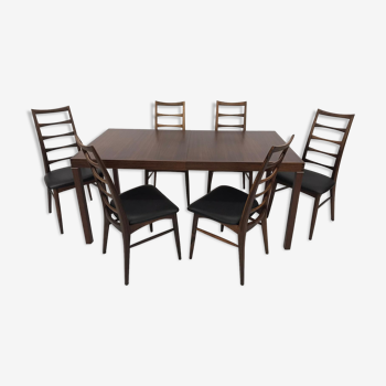 Ensemble moderne danois Neils Koefoeds de chaises et table en bois de rose à haut dossier 6 Lis