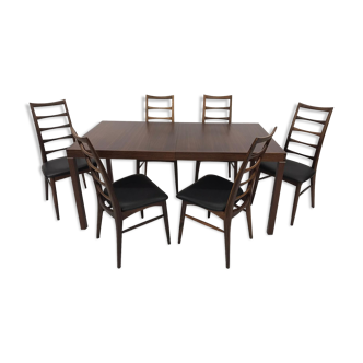 Ensemble moderne danois Neils Koefoeds de chaises et table en bois de rose à haut dossier 6 Lis