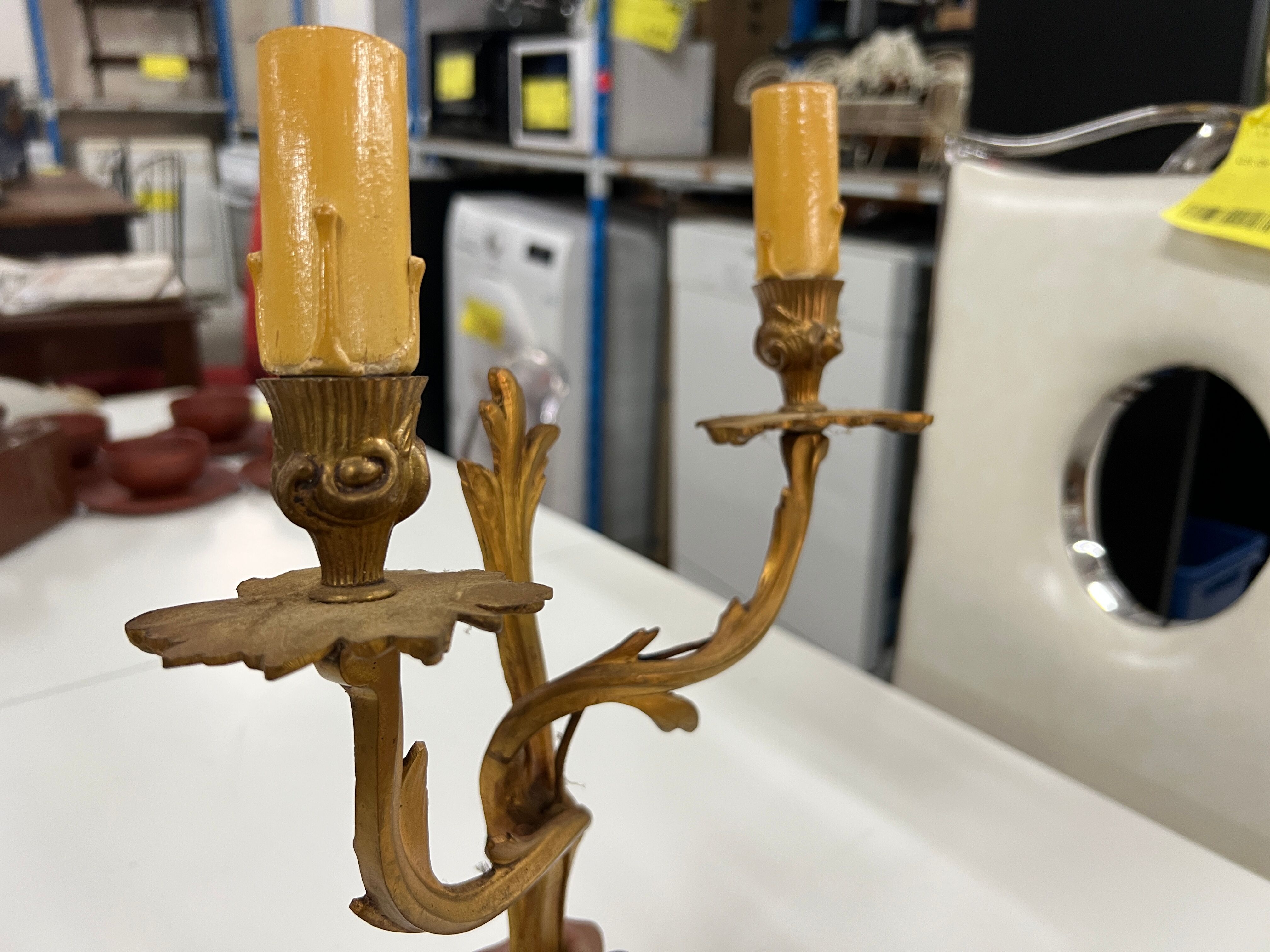Pair of Louis XV wall lamps in gilded bronze