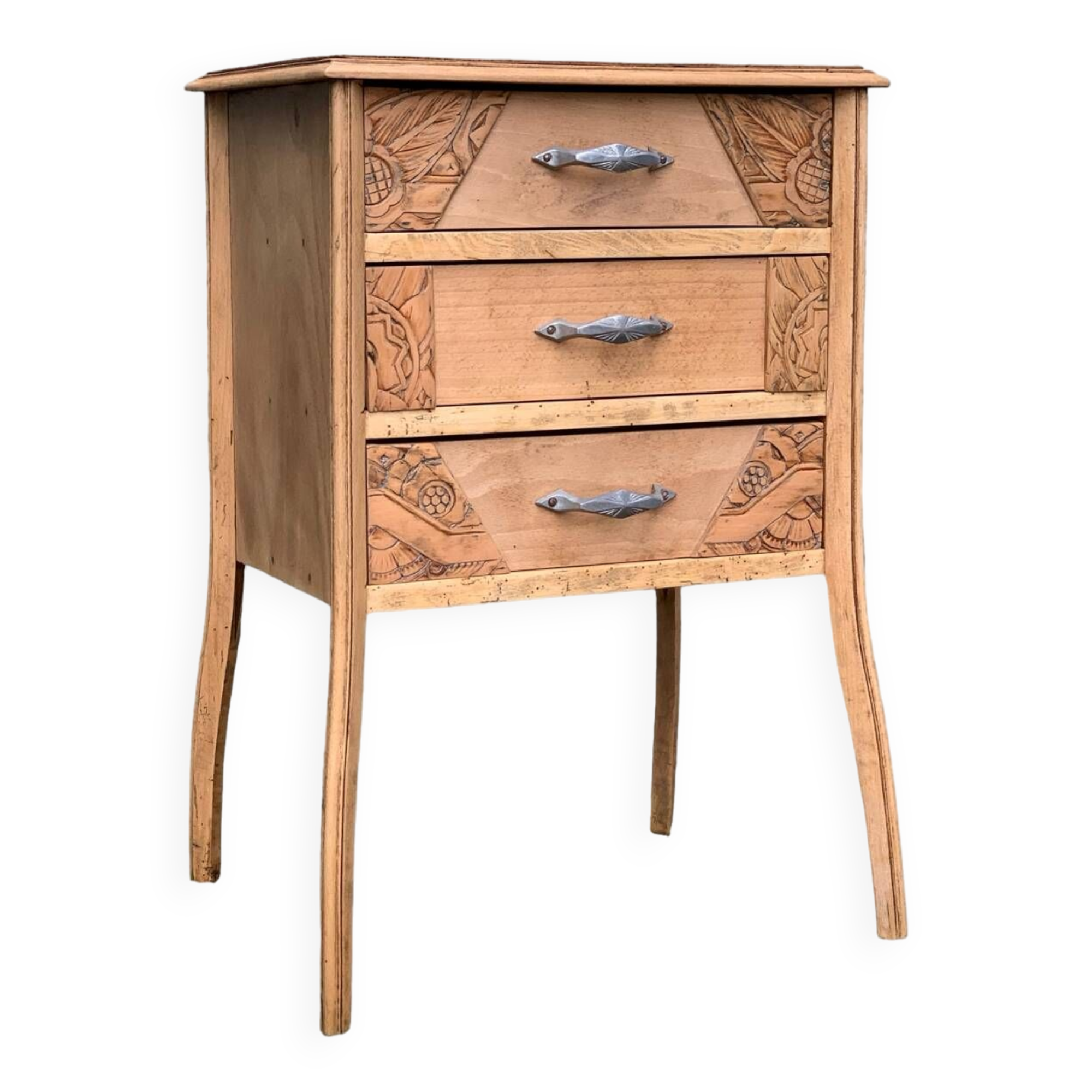 Art Deco chest of drawers in raw wood, 1930