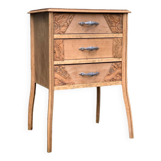 Art deco raw wood chest of drawers 1930