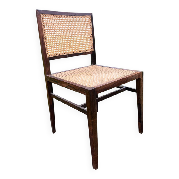 Tenreiro. Chaise cannage jacaranda palissandre