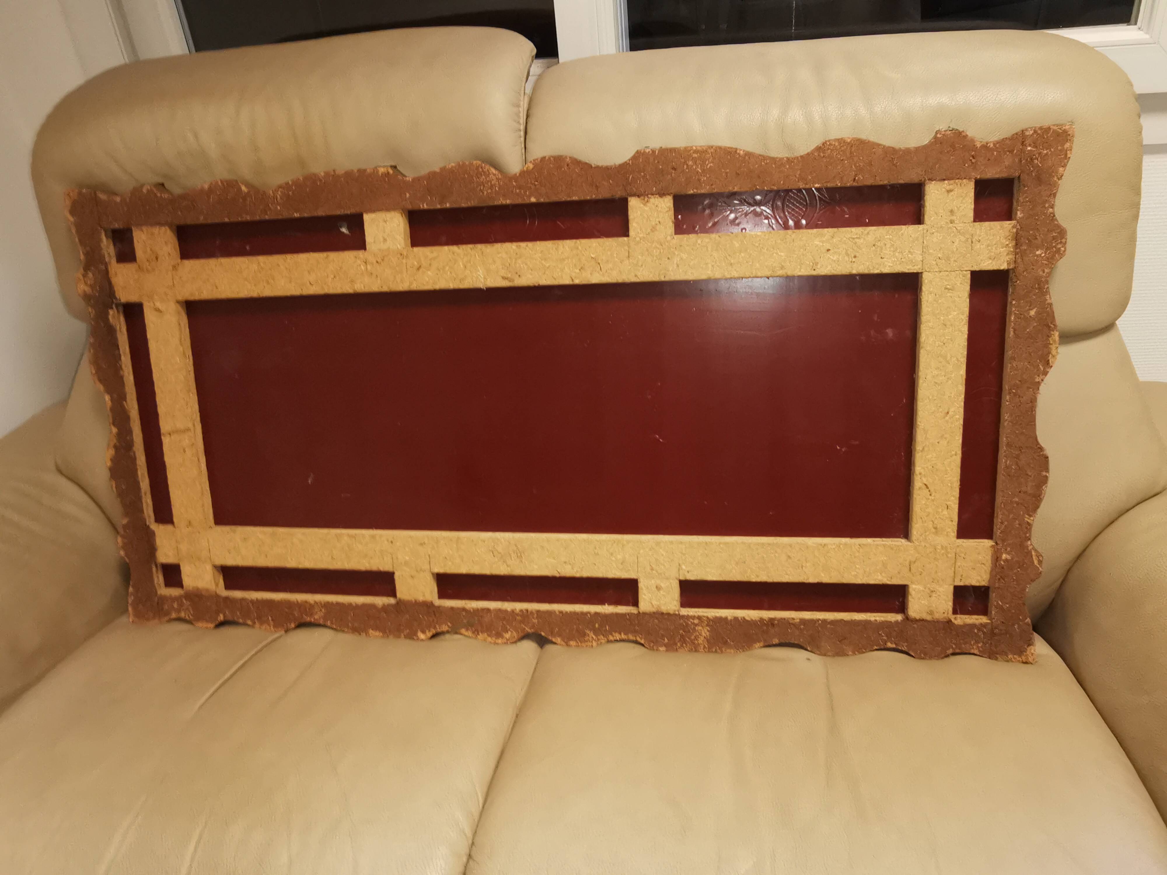 Vintage rectangular / panoramic mirror in Murano style, Venetian Art Deco