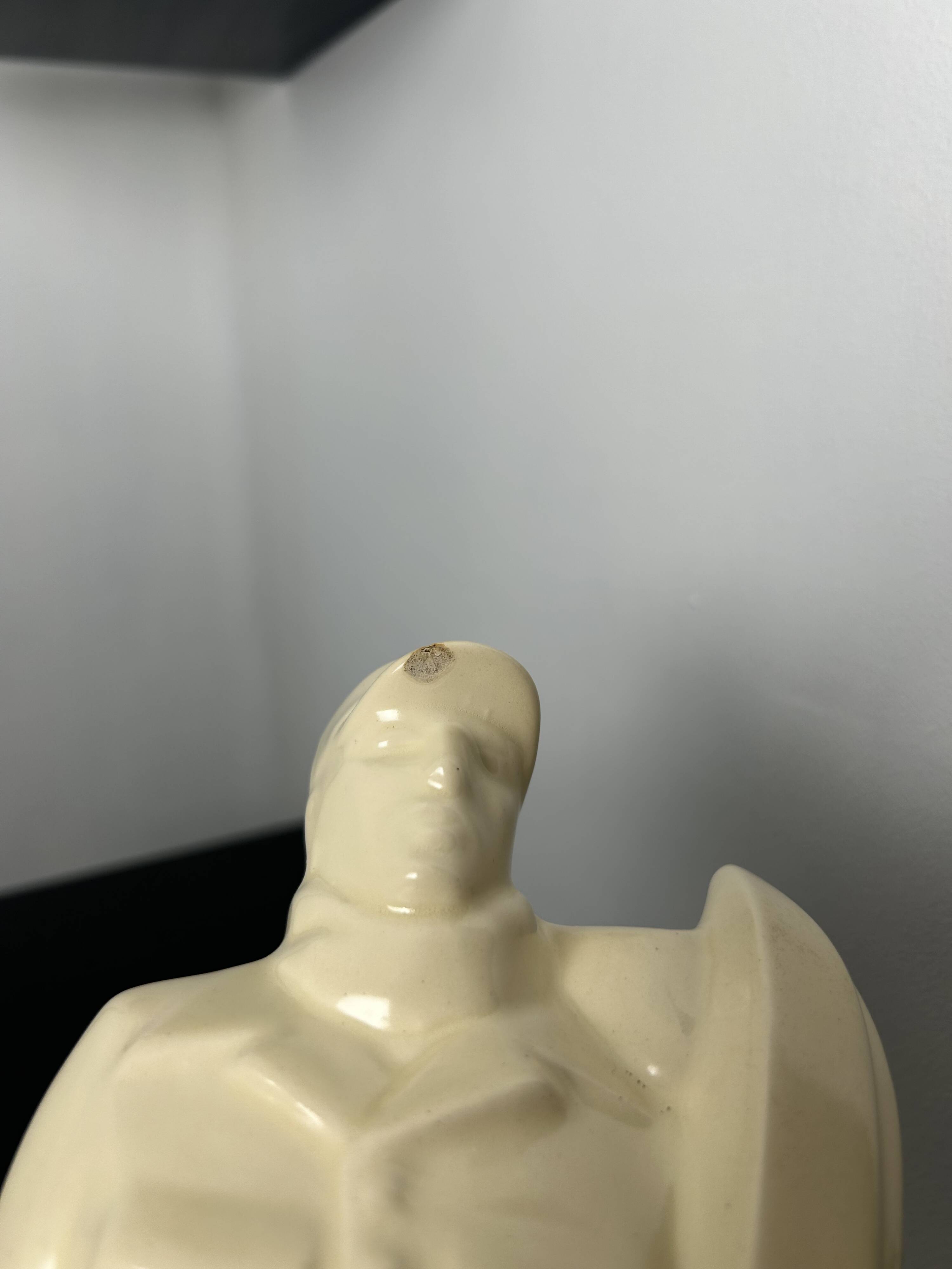 Ceramic sculpture signed Le Jan – Art Deco Skier