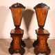 pair of stools in walnut and marquetry - 19th century