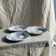 Set of 3 blue plates from Gien pottery, Fleurette model, D22.5.