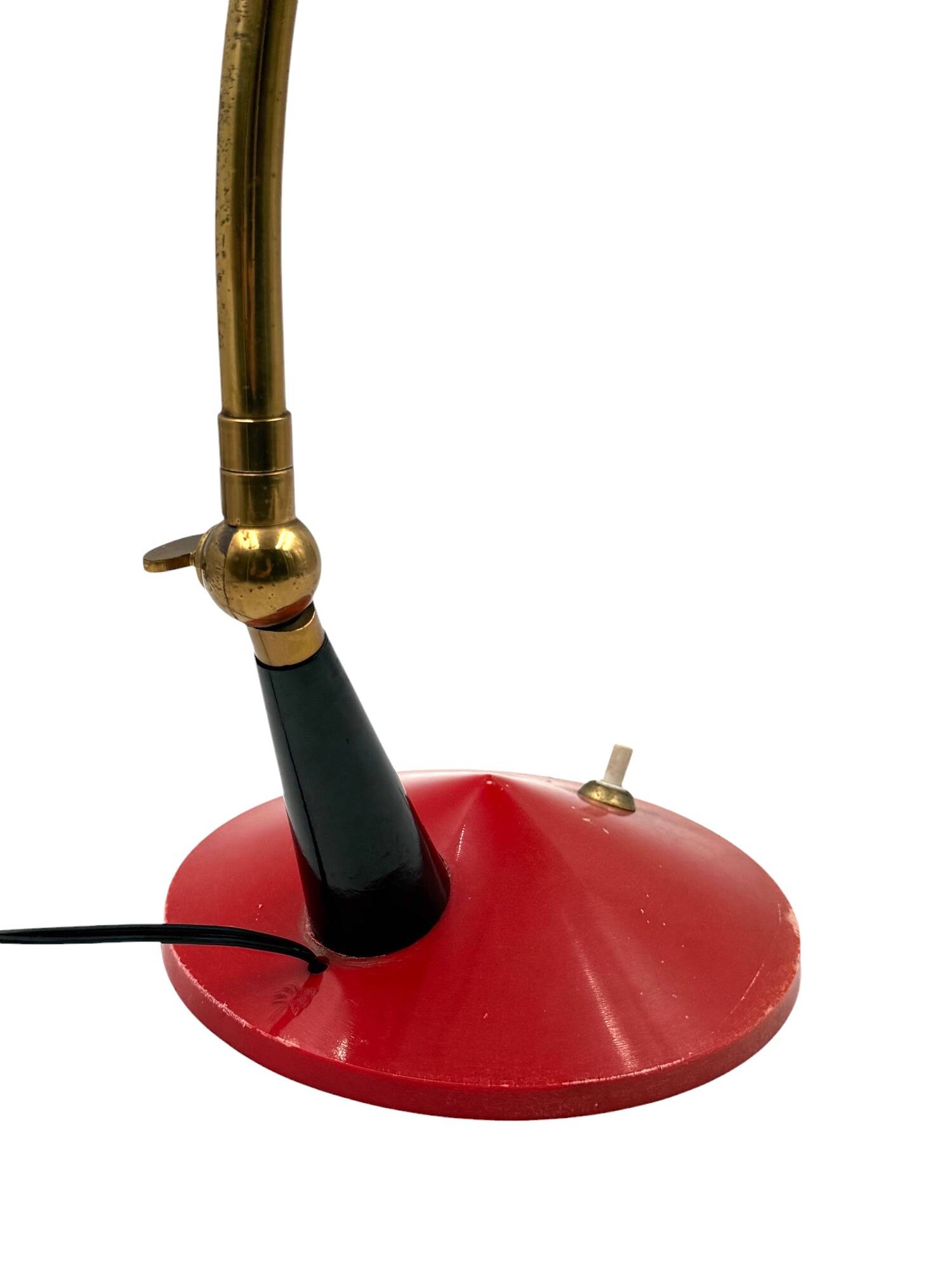 Mid century red desk Lamp, Stilux Milan Italy 1960 ca.